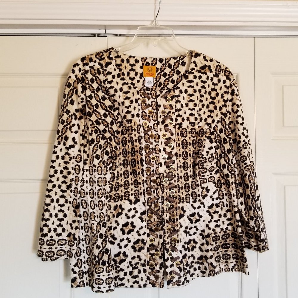 Animal Print Jacket with Decorative Buttons from Ruby Rd.